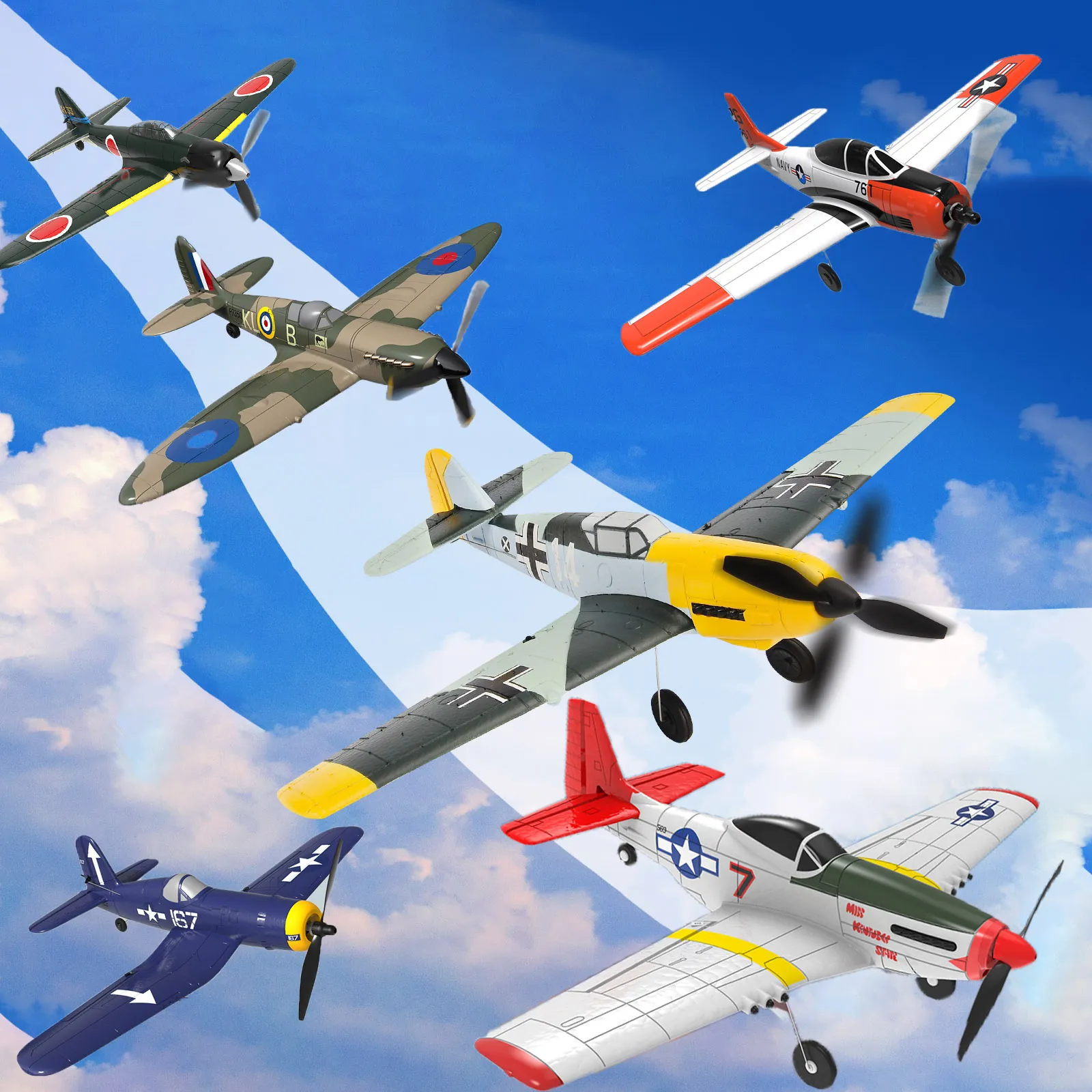 Airplane Wing Fighter P51D Mustang Xpilot Stabilization System EPP 400mm F4U Corsair 4-Ch 2.4G 6-Axis PNP Airplan Gift Toys | DaniGa