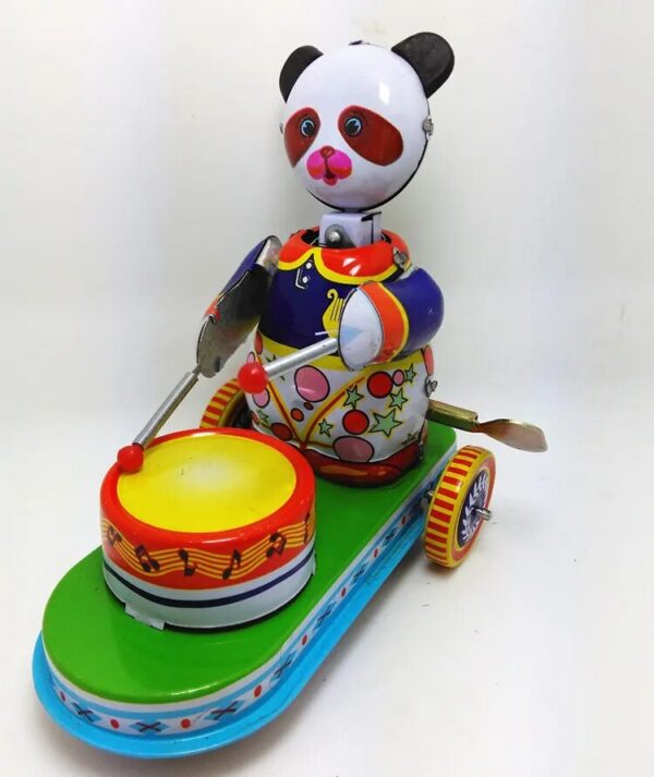 [Funny] Adult Collection Retro Wind up toy Metal Tin drumming animal panda car Mechanical Clockwork toy figures model kids gift | DaniGa