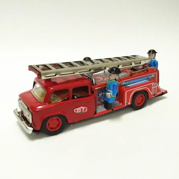 [Funny] Adult Collection Retro Wind up toy Metal Tin fire fighting truck car firefighters Mechanical toy figures model kids gift | DaniGa